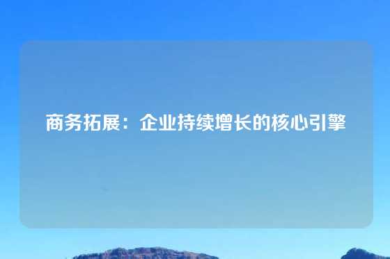 商务拓展：企业持续增长的核心引擎