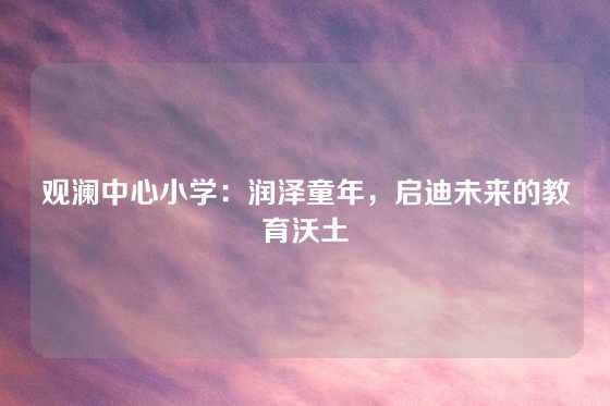 观澜中心小学:润泽童年,启迪未来的教育沃土