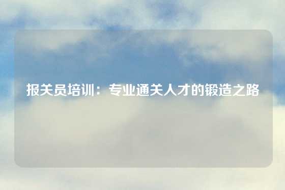 报关员培训:专业通关人才的锻造之路